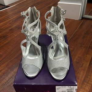 Silver Strappy Heels